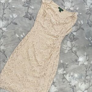 Lauren Ralph Lauren Champagne Lace Cocktail Dress size 2